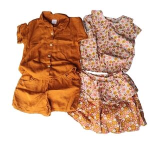 Wonder Nation girls sets. One floral brown/tan and one solid brown both size 5T.
